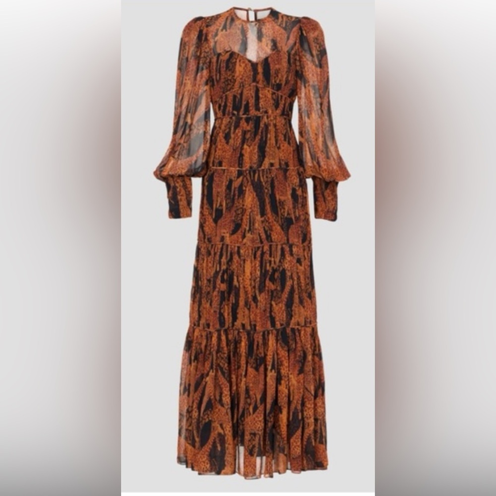 FARM Rio Orange and Black Printed Maxi Dress